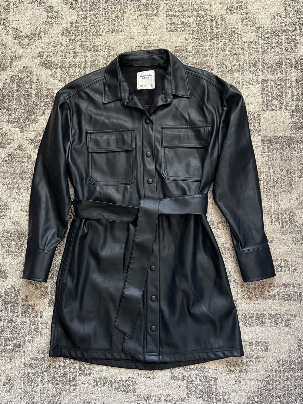 Abercrombie & Fitch Belted Faux Leather Shirt Jacket Size Small